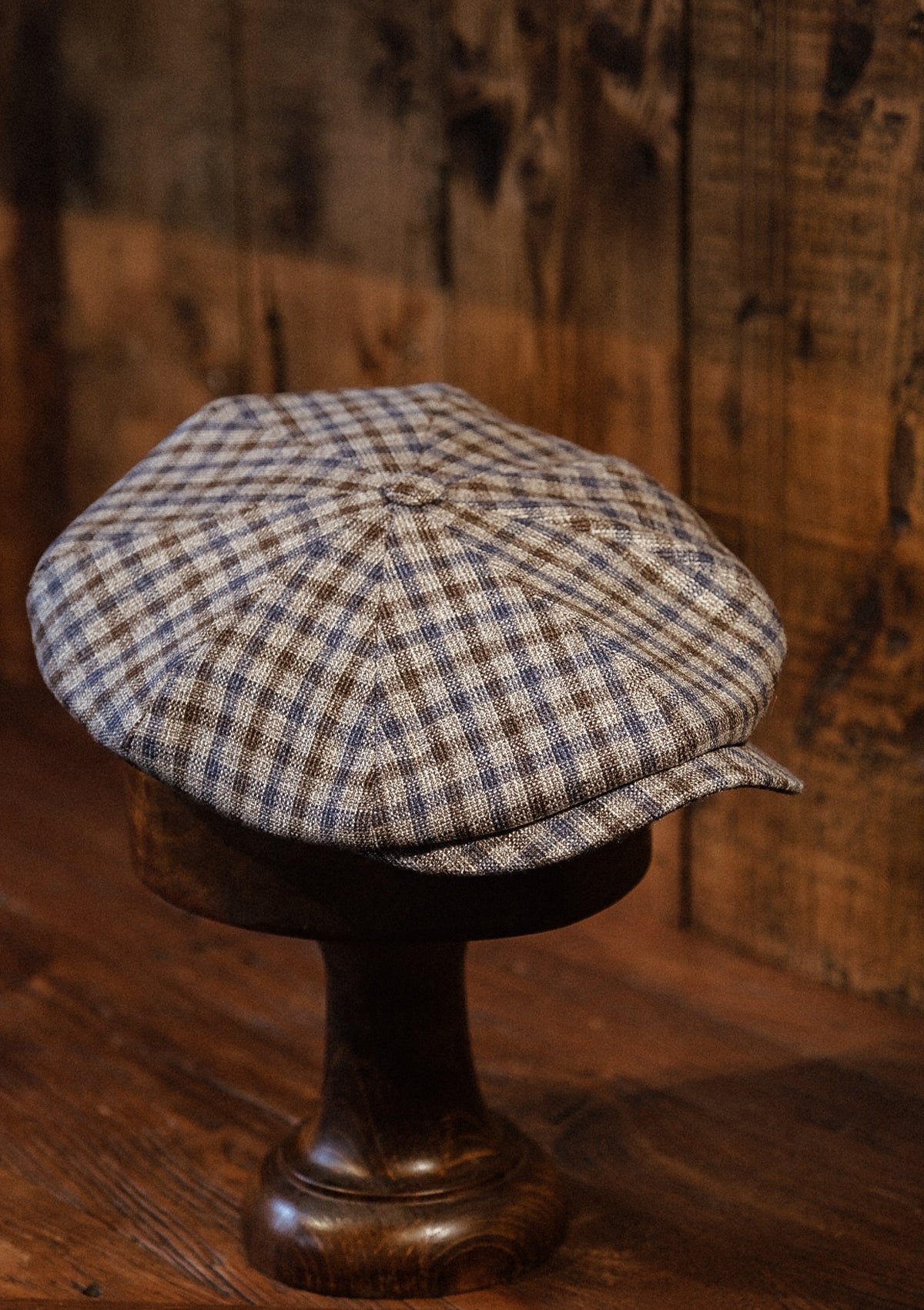 Ridgmount Baker Boy - (Narrow Width) Brown & Navy Gingham