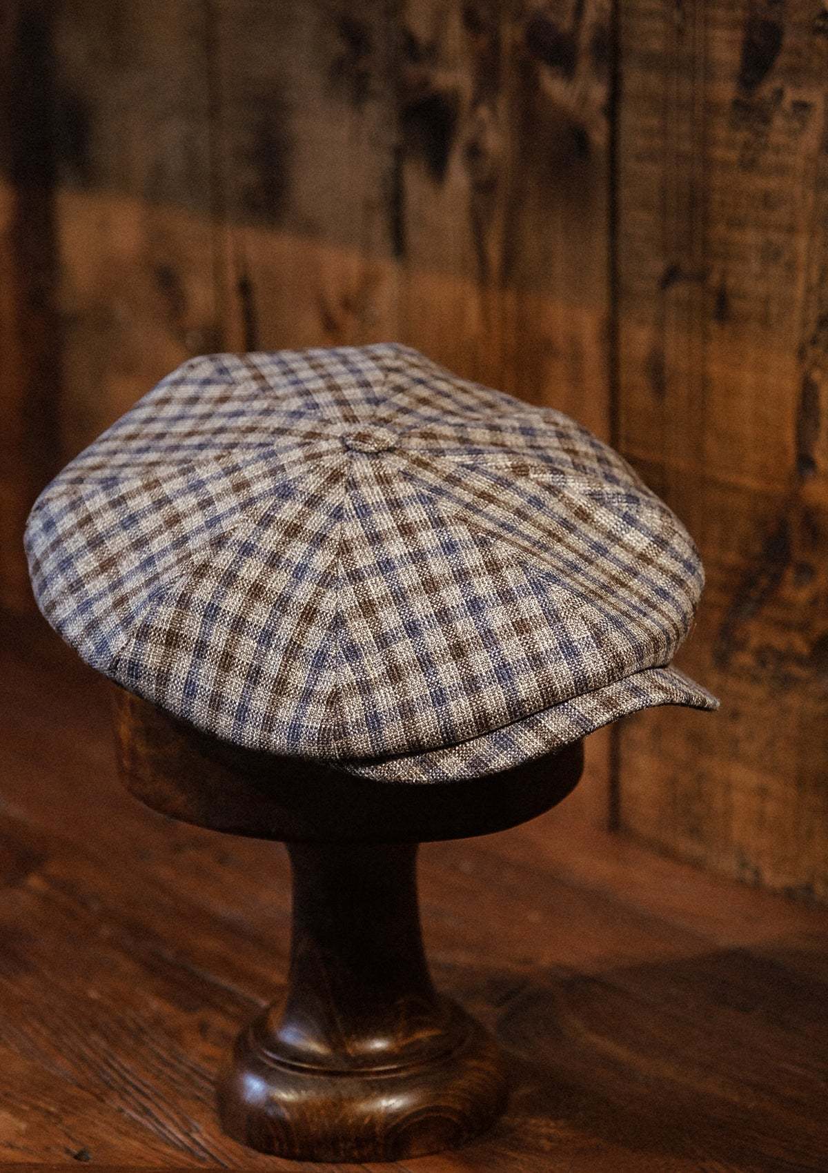 Ridgmount Baker Boy - (Narrow Width) Brown & Navy Gingham