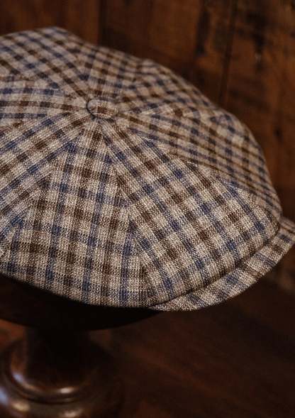 Ridgmount Baker Boy - (Narrow Width) Brown & Navy Gingham