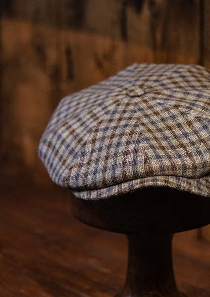 Ridgmount Baker Boy - (Narrow Width) Brown & Navy Gingham