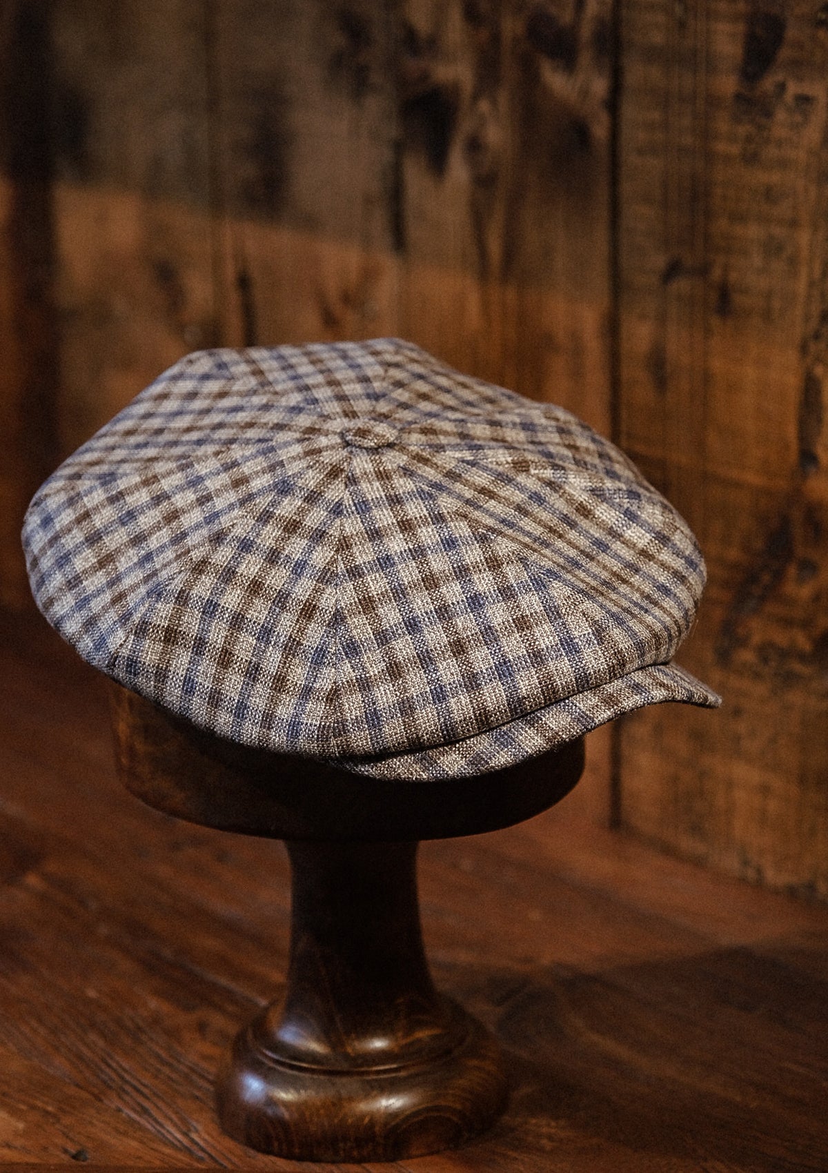 Ridgmount Baker Boy - (Narrow Width) Brown & Navy Gingham