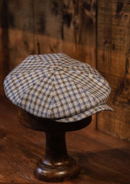 Ridgmount Baker Boy - (Narrow Width) Brown & Navy Gingham