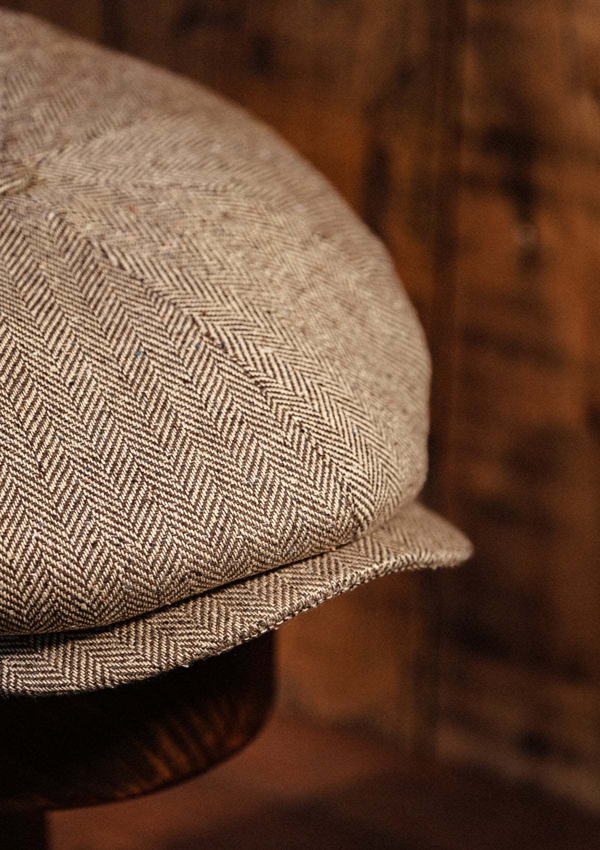 Ridgmount Baker Boy - (Narrow Width) Sand Herringbone Pure Silk