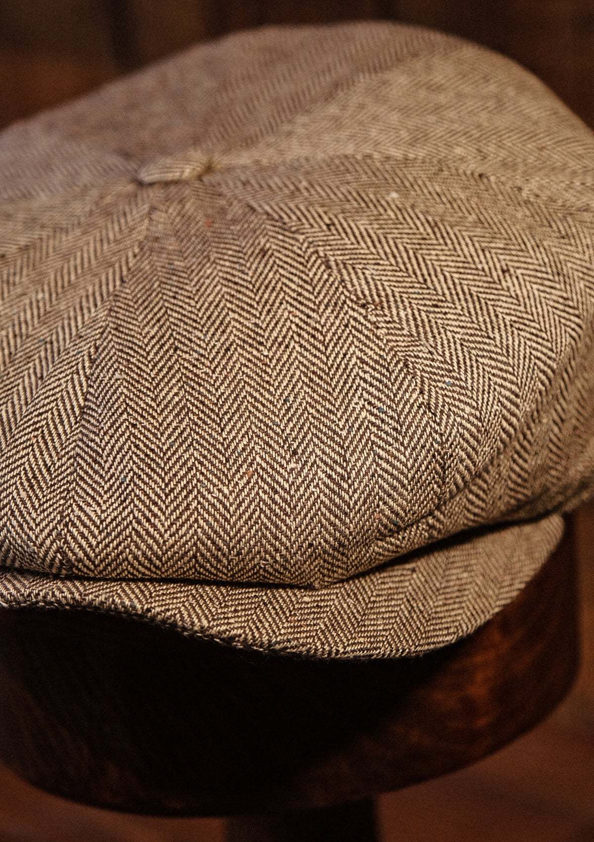 Ridgmount Baker Boy - (Narrow Width) Sand Herringbone Pure Silk