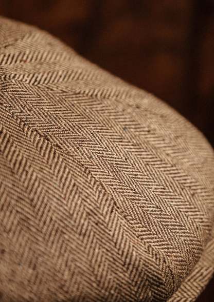 Ridgmount Baker Boy - (Narrow Width) Sand Herringbone Pure Silk