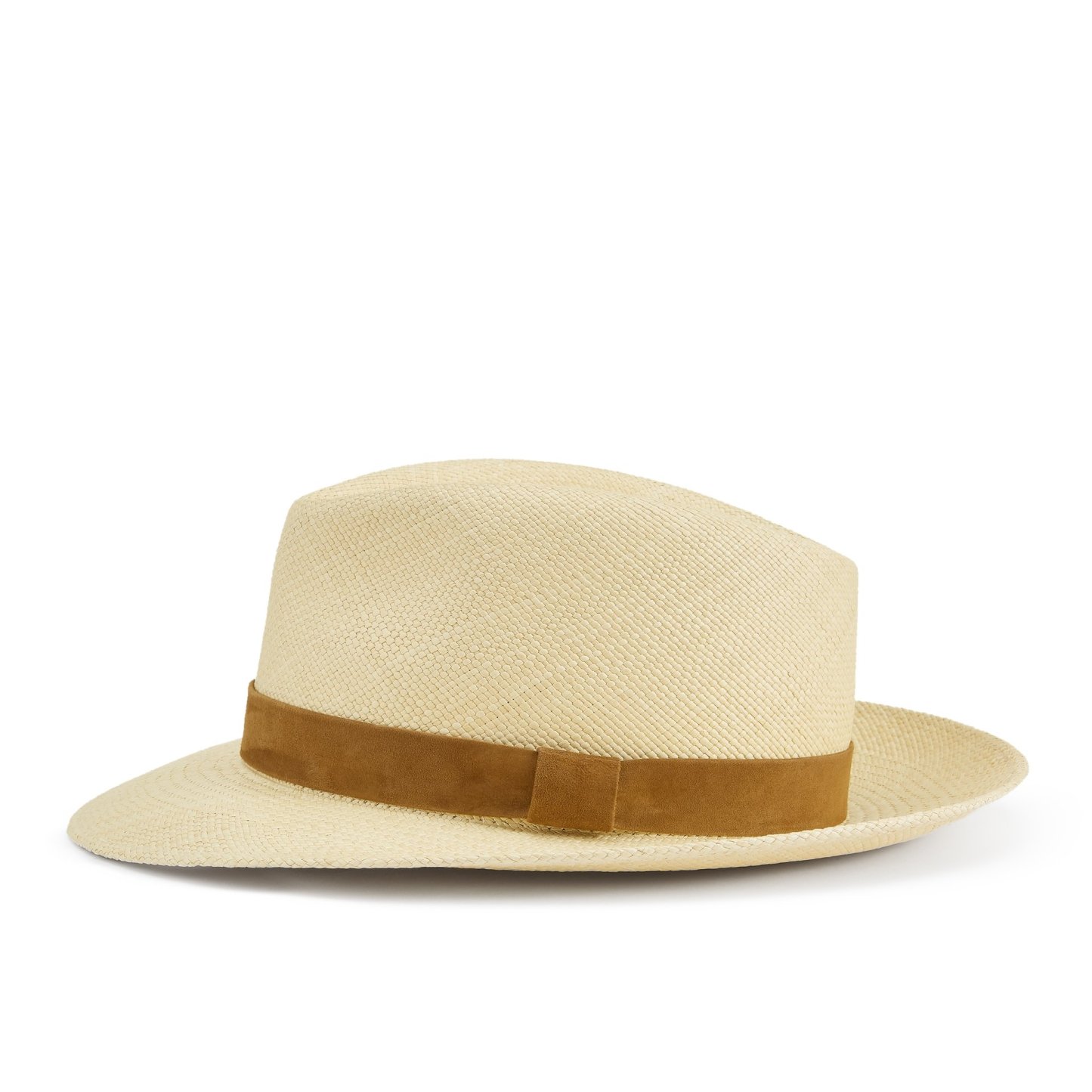 Panama Natural Toquilla Straw | 2.5 cm Suede Trim-Handwoven in Ecuador