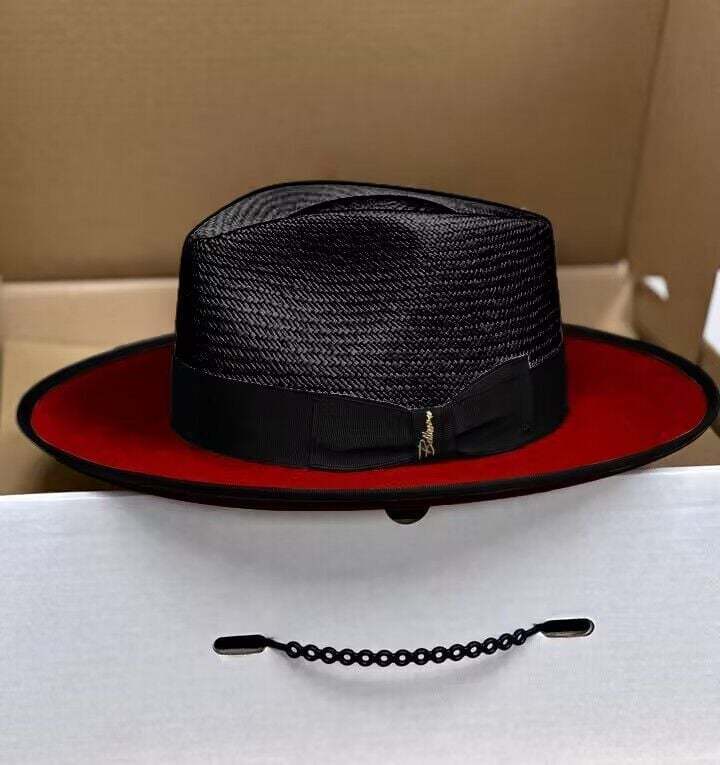 Bellyhat Exclusive Panama and Felt Two Tone Fox-Black/DarkRed