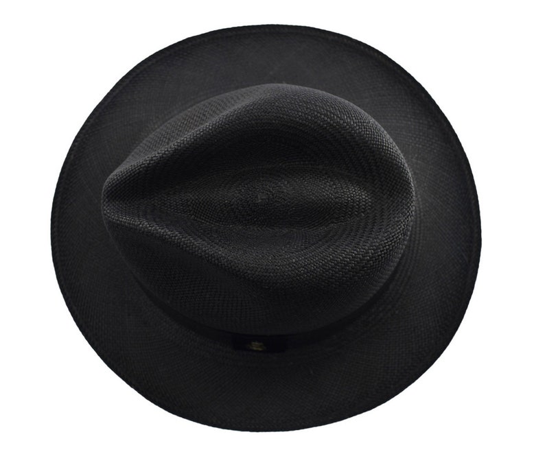 Black Classic Fedora | Genuine Panama Hat | Toquilla Straw | Handwoven in Ecuador - EA - HatBox Included