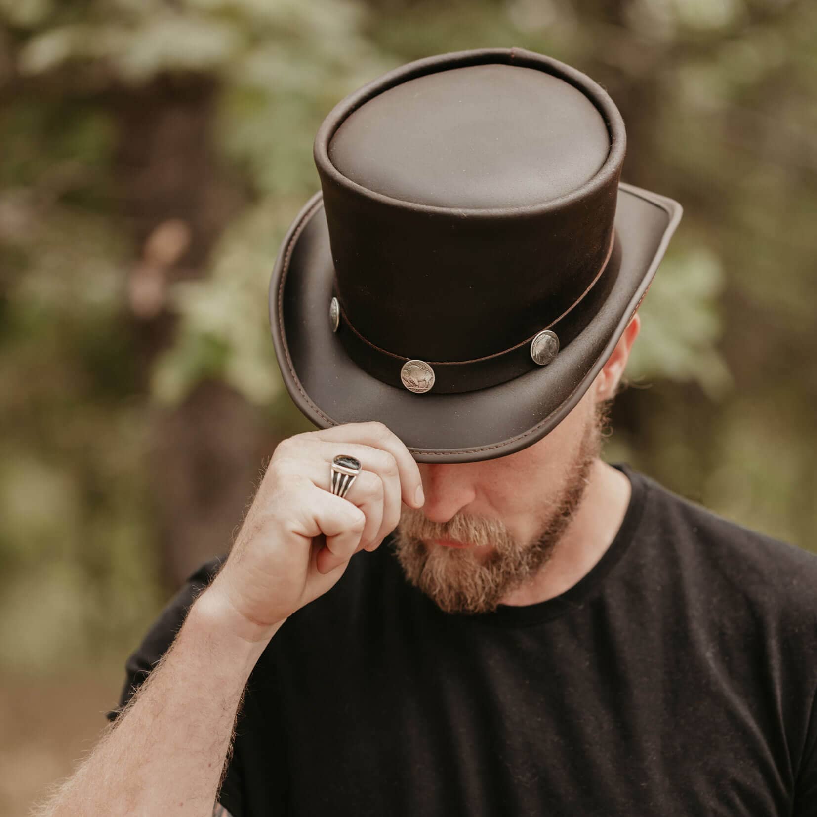 HAMPTON - MENS LEATHER TOP HAT