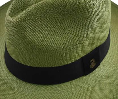 Green Classic Fedora | Genuine Panama Hat | Toquilla Straw | Handwoven in Ecuador - EA - HatBox Included