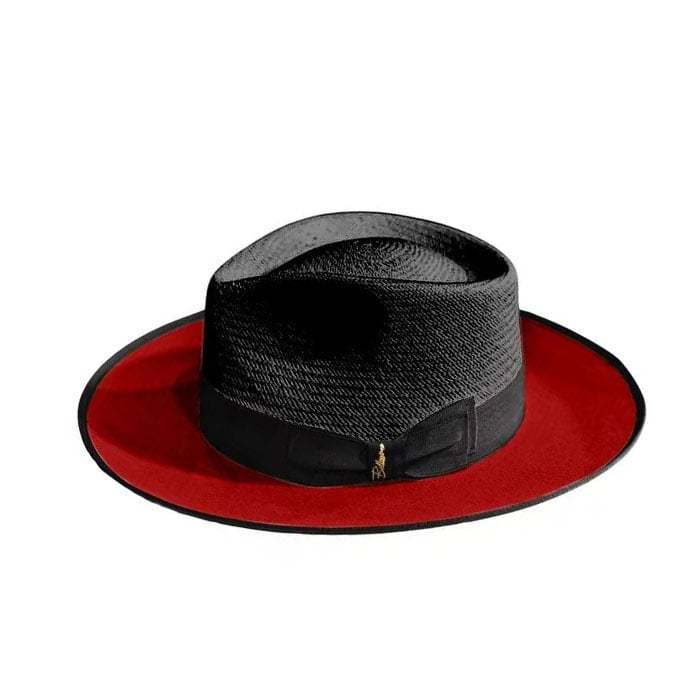 Bellyhat Exclusive Panama and Felt Two Tone Fox-Black/DarkRed