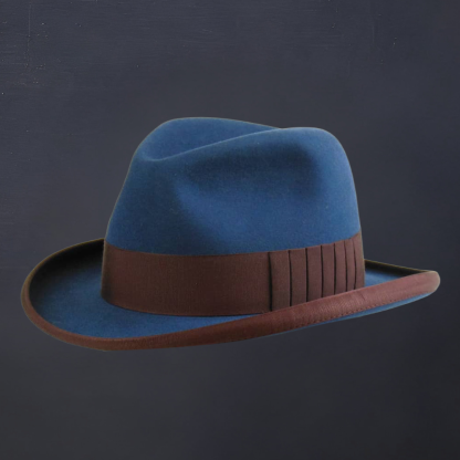 Marine Blue Rabbit Felt Homburg