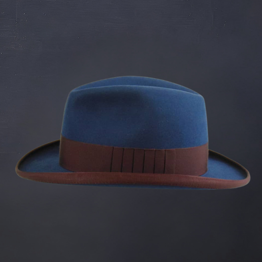 Marine Blue Rabbit Felt Homburg