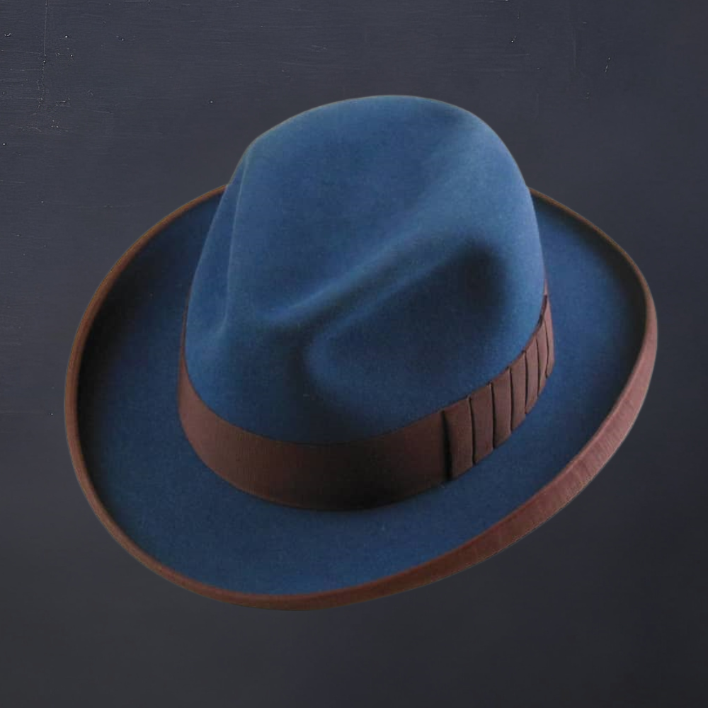 Marine Blue Rabbit Felt Homburg