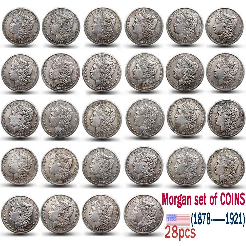 ⏰Sold Out Soon (Only 7 Days!)[Complete Set]1878-1921 Morgan Silver Dollar 28PC