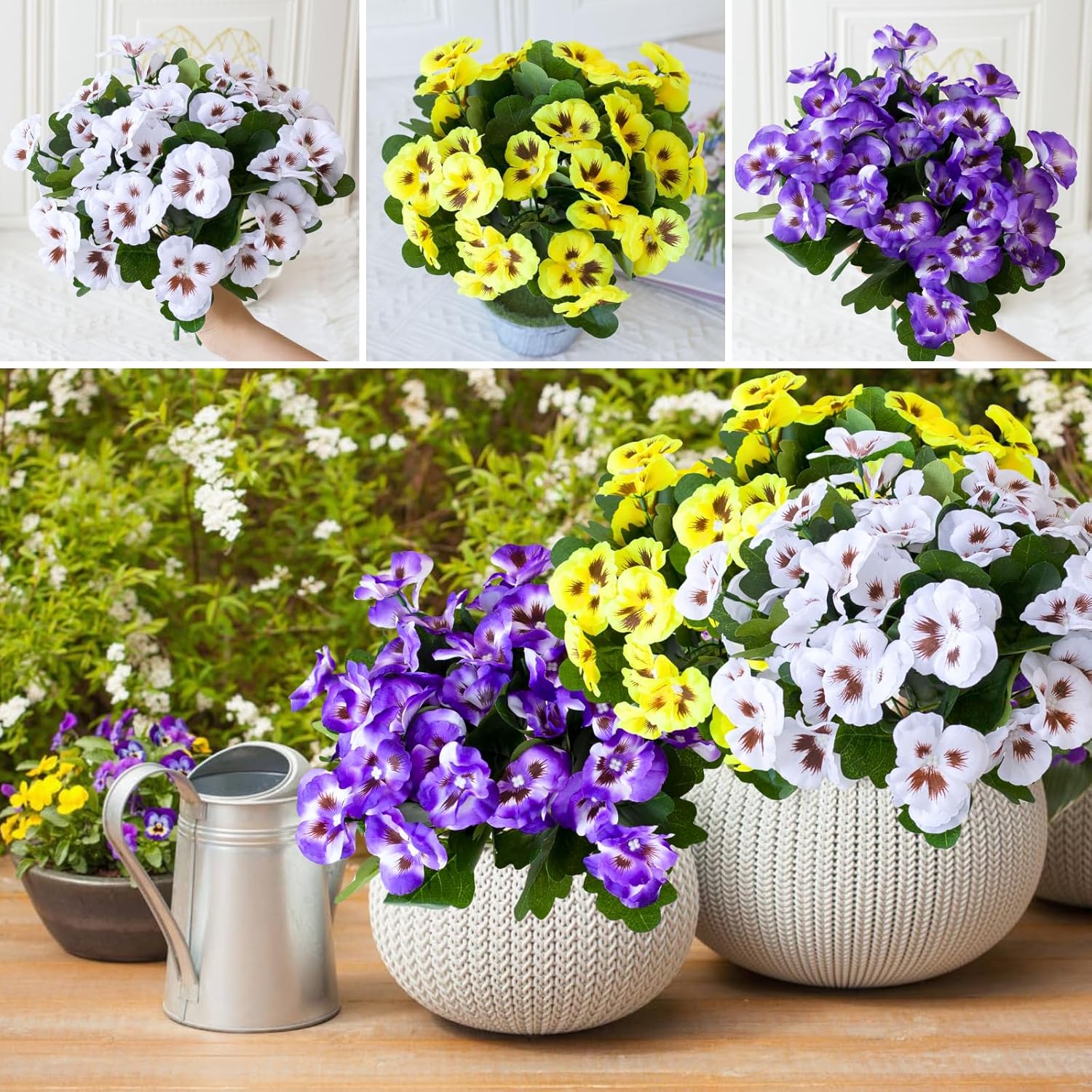 💥Last Day Each Only $2.49💐Artificial Pansy Flowers - UV resistant, Waterproof, Windproof