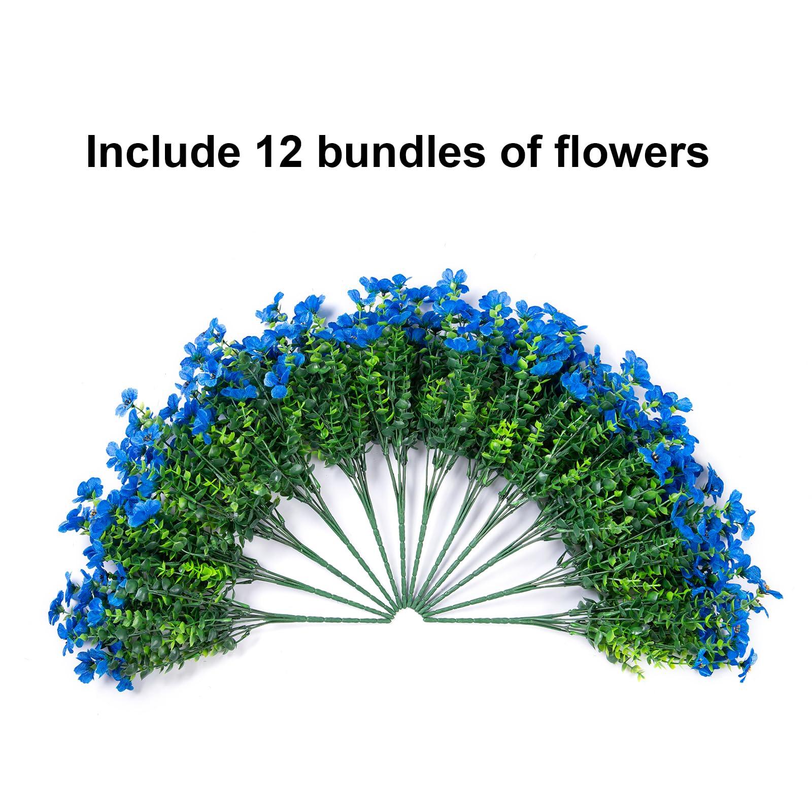 14" Silk Daisy with Eucalyptus 12 Bundles- Blue