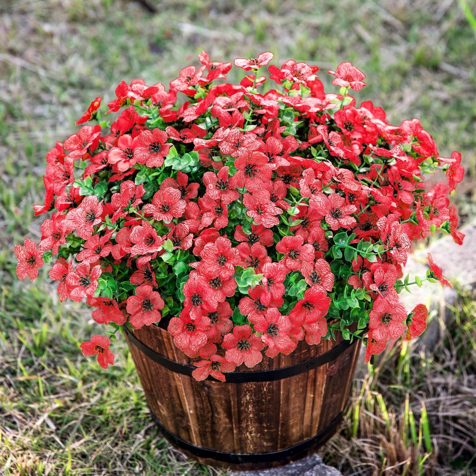 14" Silk Daisy with Eucalyptus 12 Bundles- Red