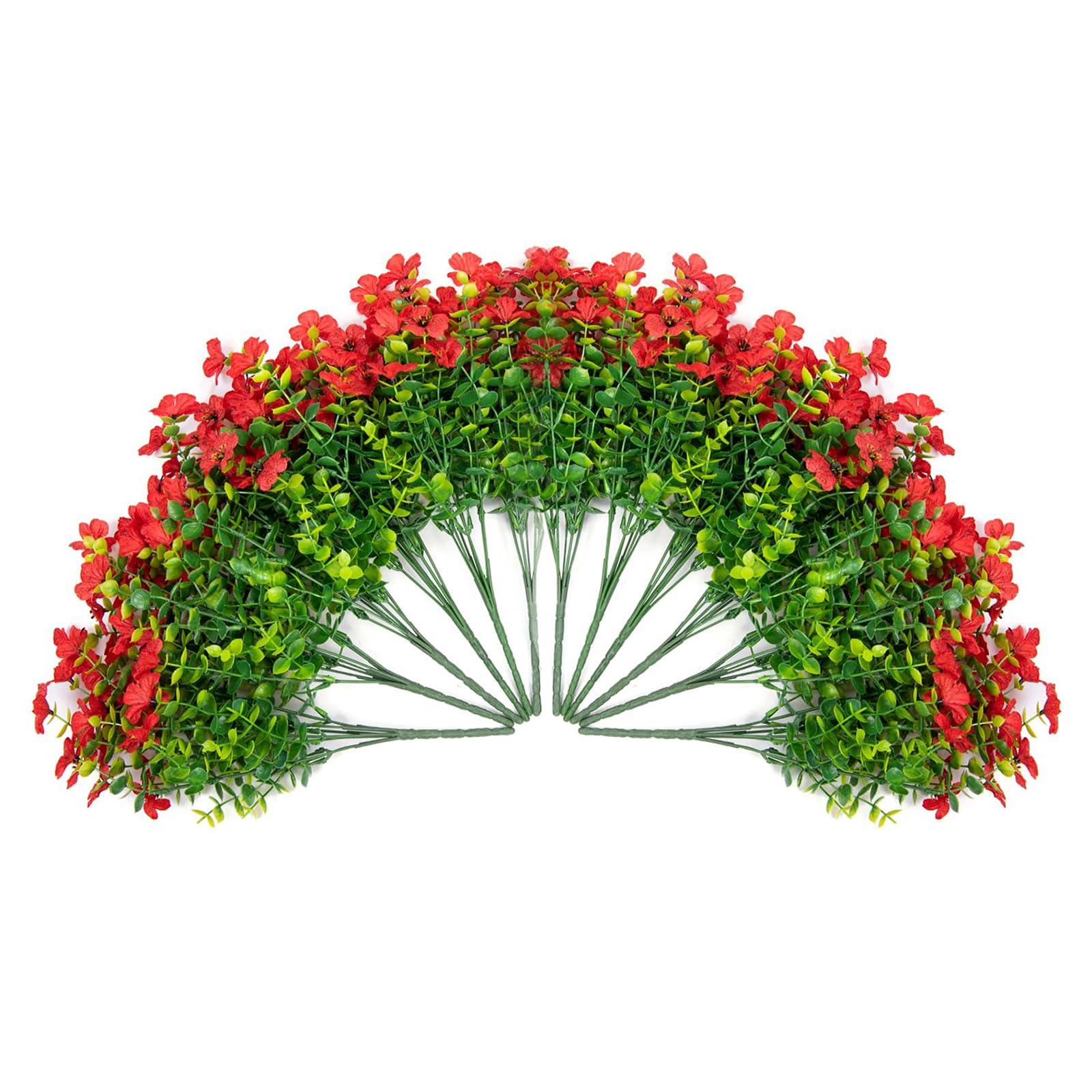 14" Silk Daisy with Eucalyptus 12 Bundles- Red