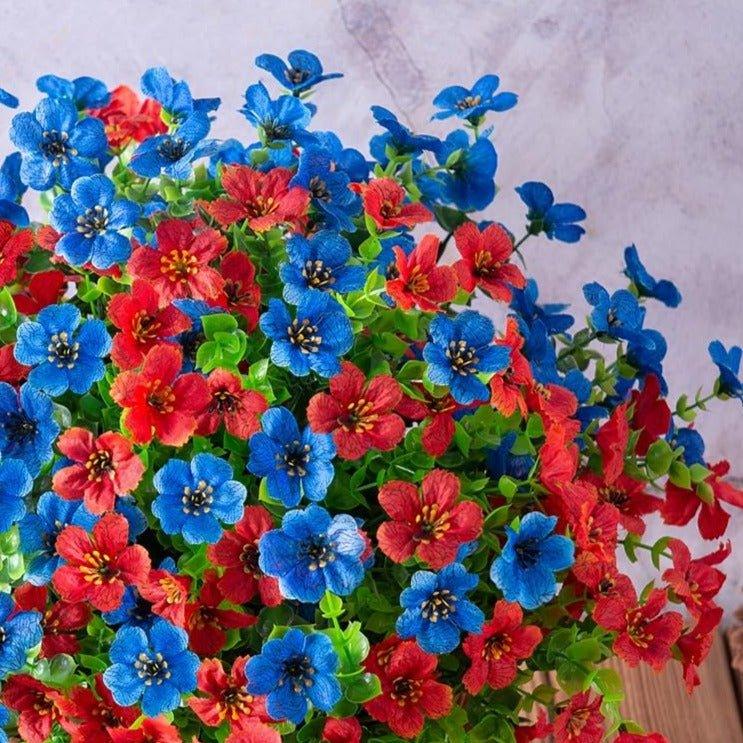 14" Silk Daisy with Eucalyptus 12 Bundles- Red Blue
