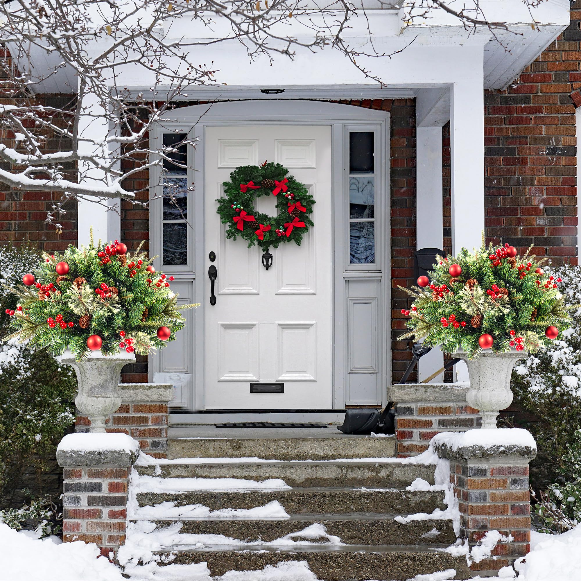 🎄Christmas Hot Sale🔥Pre-lit Artificial Christmas Tree Urn Filler💐