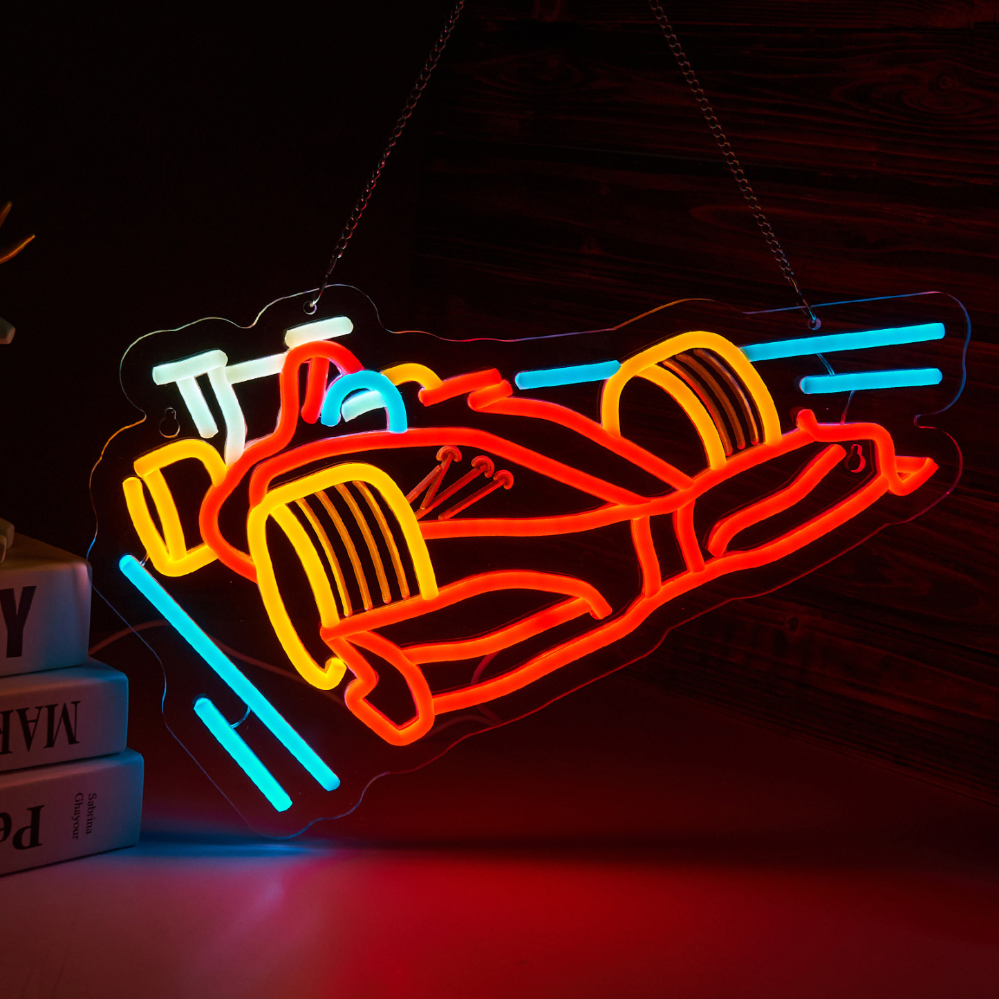 Race Car Neon Sign for wall decor Teen Room Gifts for Birthday Kids Boys Room Decor Playroom Decor(16.3 x10.7 in)