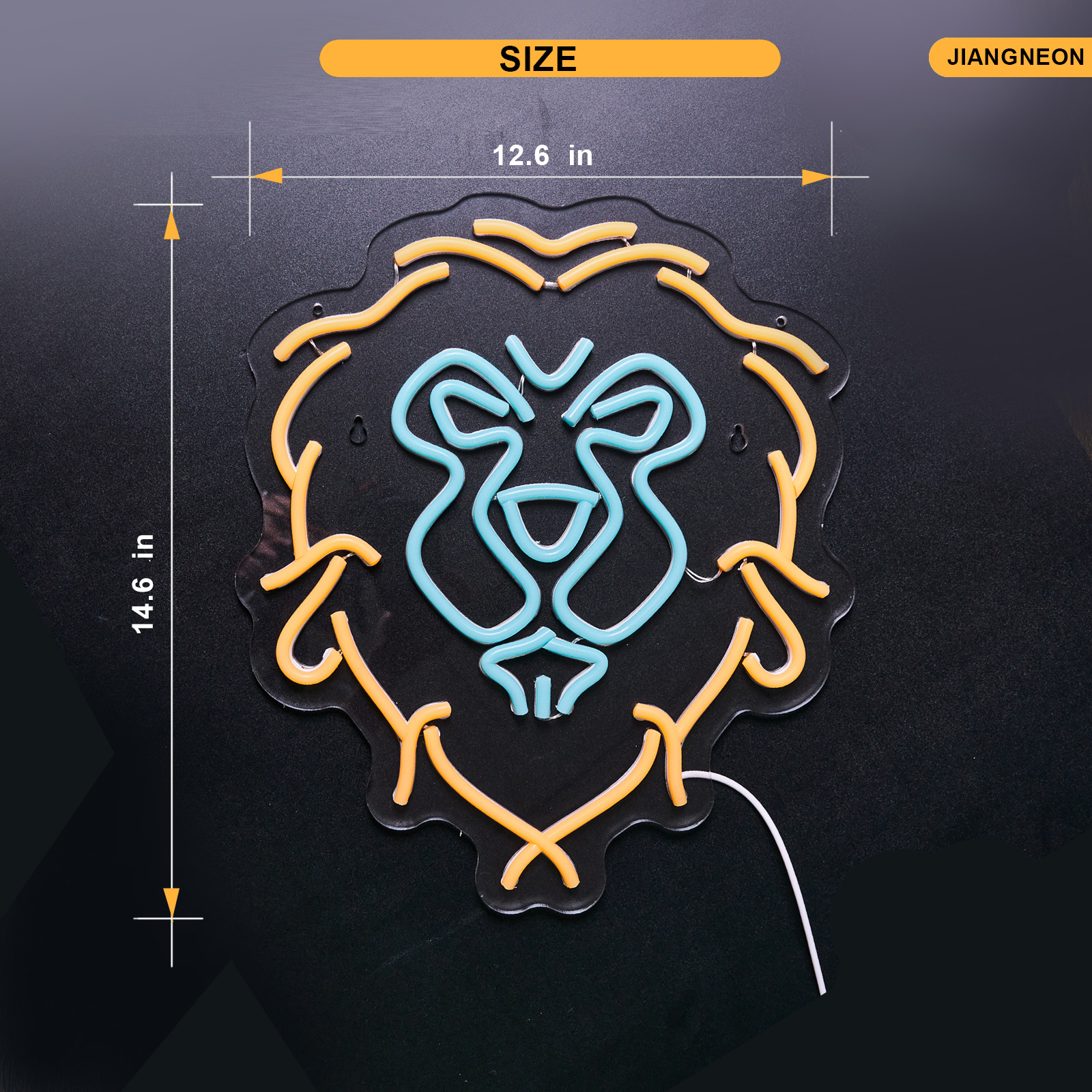 Lion Neon Sign The Alliance LED lignt for Wall Decor Kids room Bedroom Teens room Game room decor (Yellow + Blue Lion)