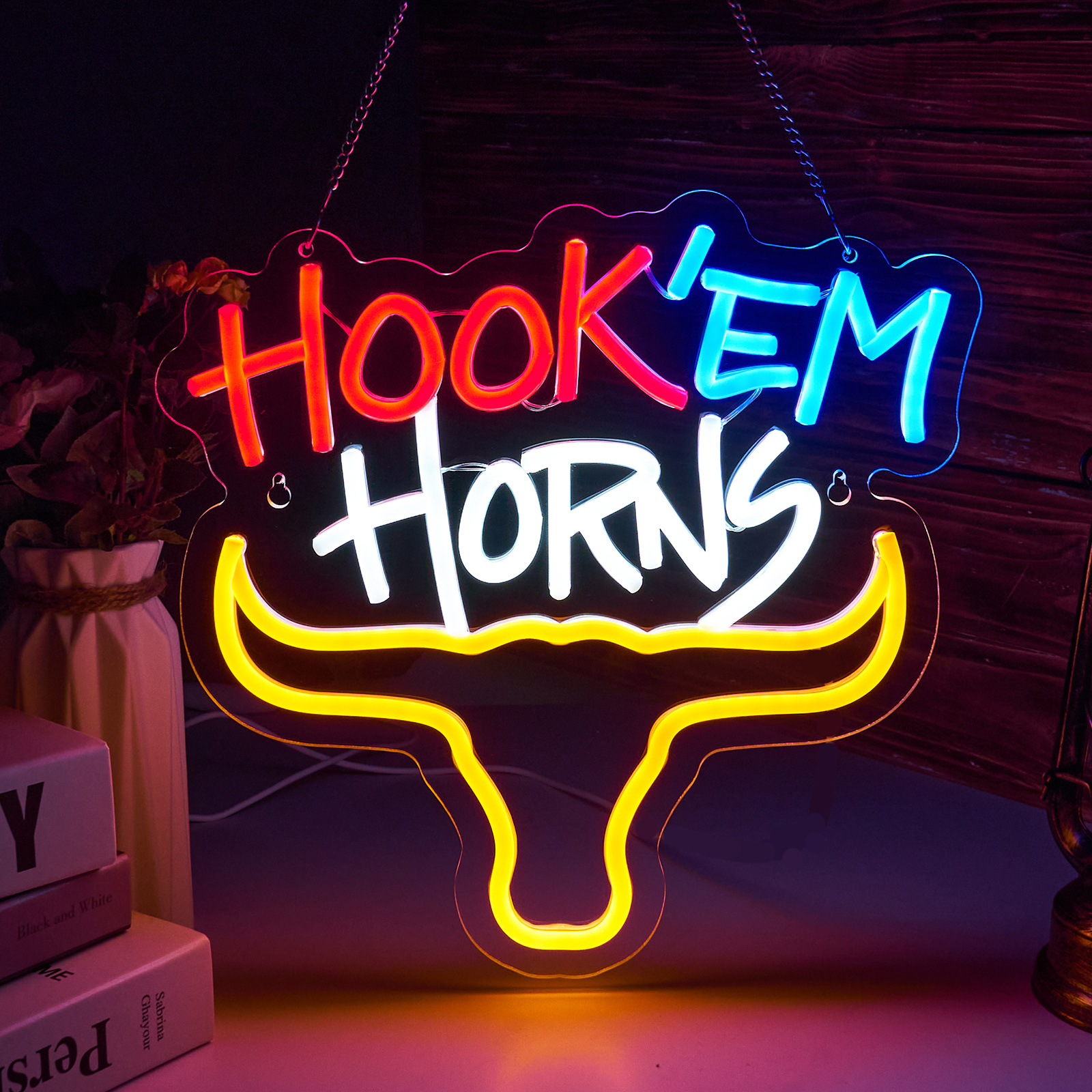 Hook em horns ox head neon sign Longhorn Bull Neon Sign for wall decor Beer Bar Club Man Cave