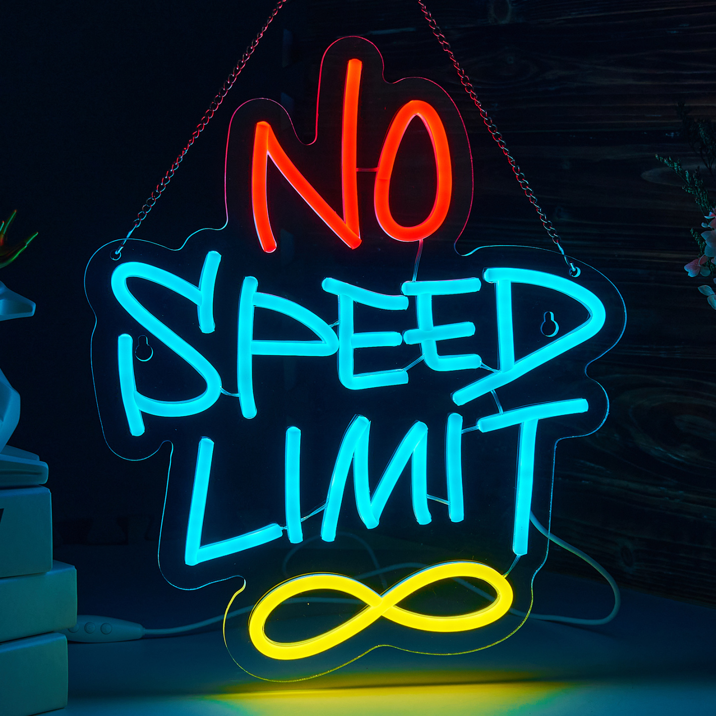 No Speed Limit Neon Sign No Speed Limit Signs for wall decor Smart plug timer compatible USB-Powered Suitable for Kids Room Man Cave (12.6x14.9 Inch)