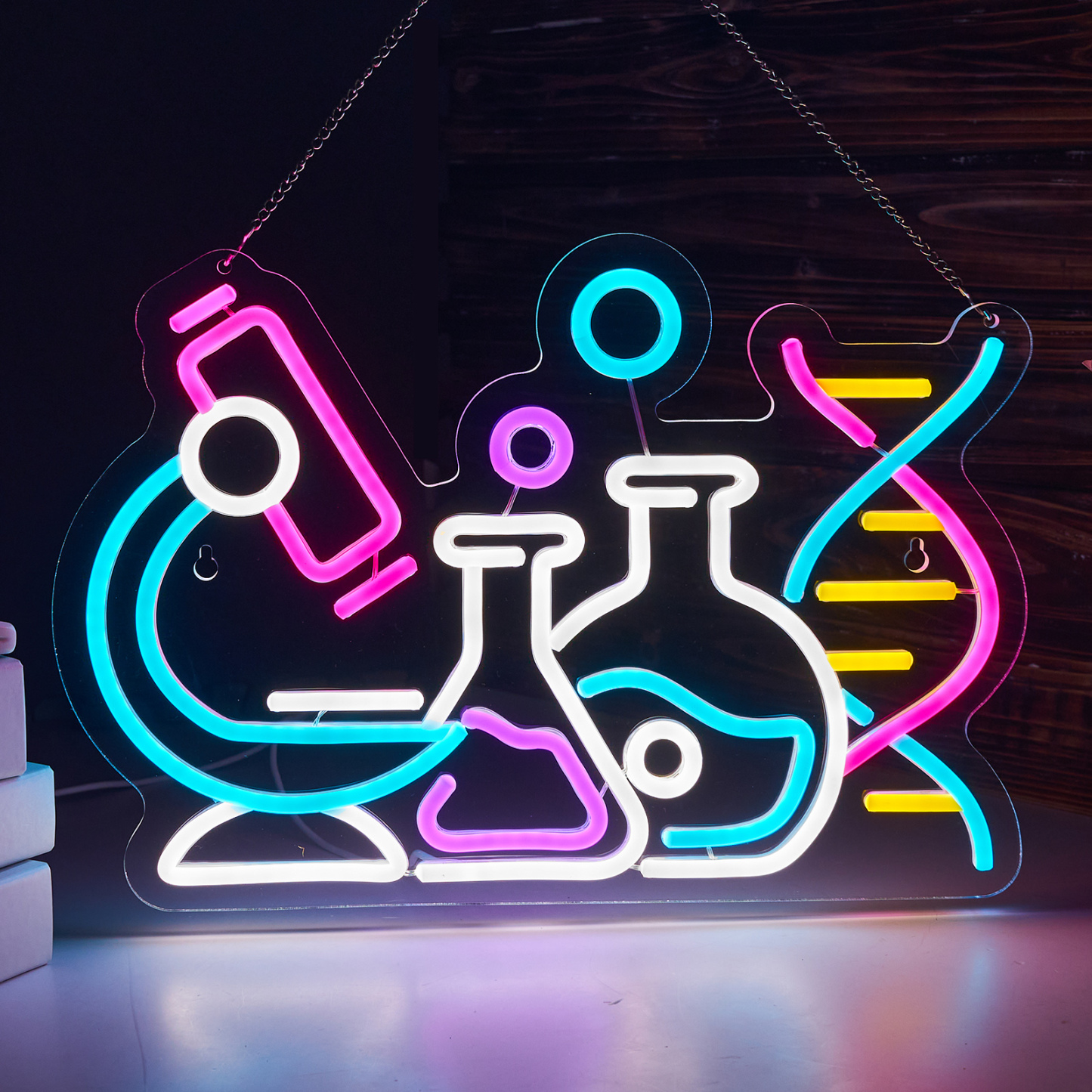 Science Neon Sign DNA Double Helix Neon Sign for wall decor Smart plug timer compatible USB-Powered Biology Science Gift Chemistry Light Up Sign for Laboratory Chemical (16.5x11.5 Inch)