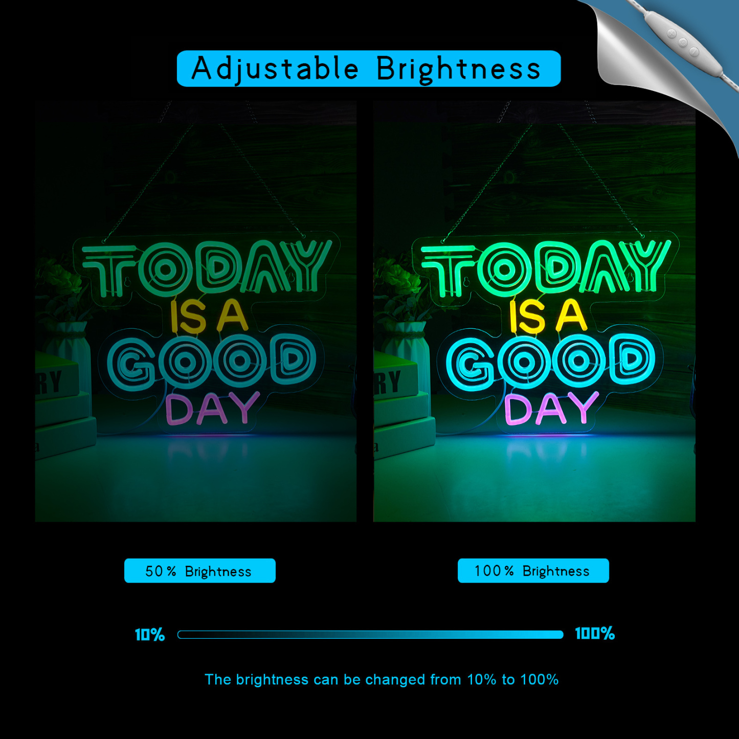 Today is a Good Day Neon Sign for wall decor Smart plug timer compatible USB-Powered Suitable for Teen Room Gifts for Birthday Kids Room Bar Cafe Restaurant Office Living Room(16.4x12.4 Inch)