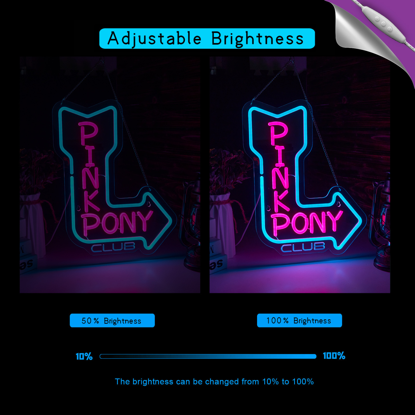 Pink Pony Neon Sign Cowgirl Neon Light for wall decor Party Pub Man Cave USB Powered (15.6x12.3 Inch)