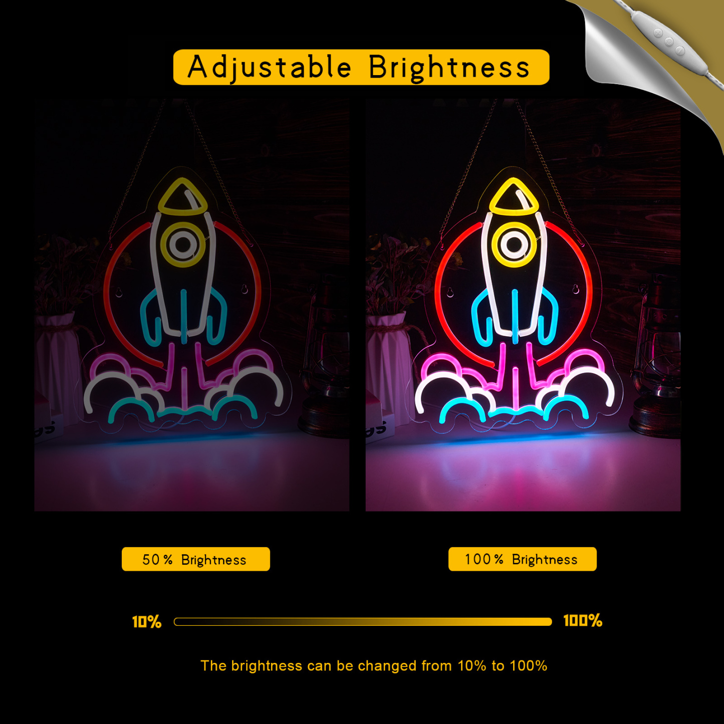 Rocket Neon Sign Universe Neon Light for wall decor Teen Room Gifts for Birthday Kids Room Art Decor (15x12.6 Inch)