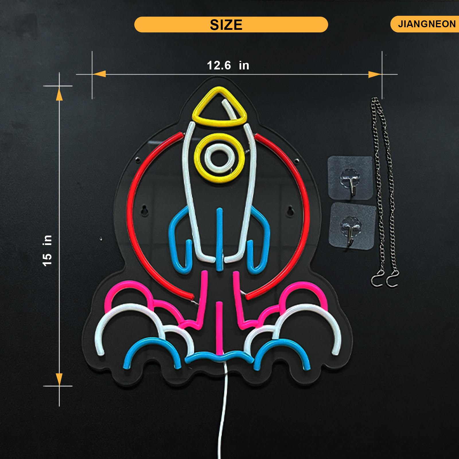 Rocket Neon Sign Universe Neon Light for wall decor Teen Room Gifts for Birthday Kids Room Art Decor (15x12.6 Inch)