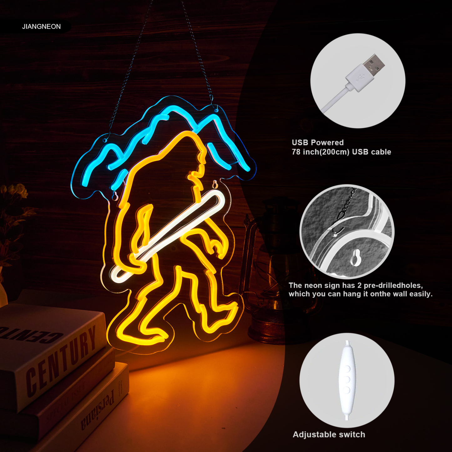 Bigfoot Neon Sign Sasquatch Neon Sign for wall decor Bedroom Game Room Wall Decor Gifts for Kids Children(15.6x12.6 Inch)