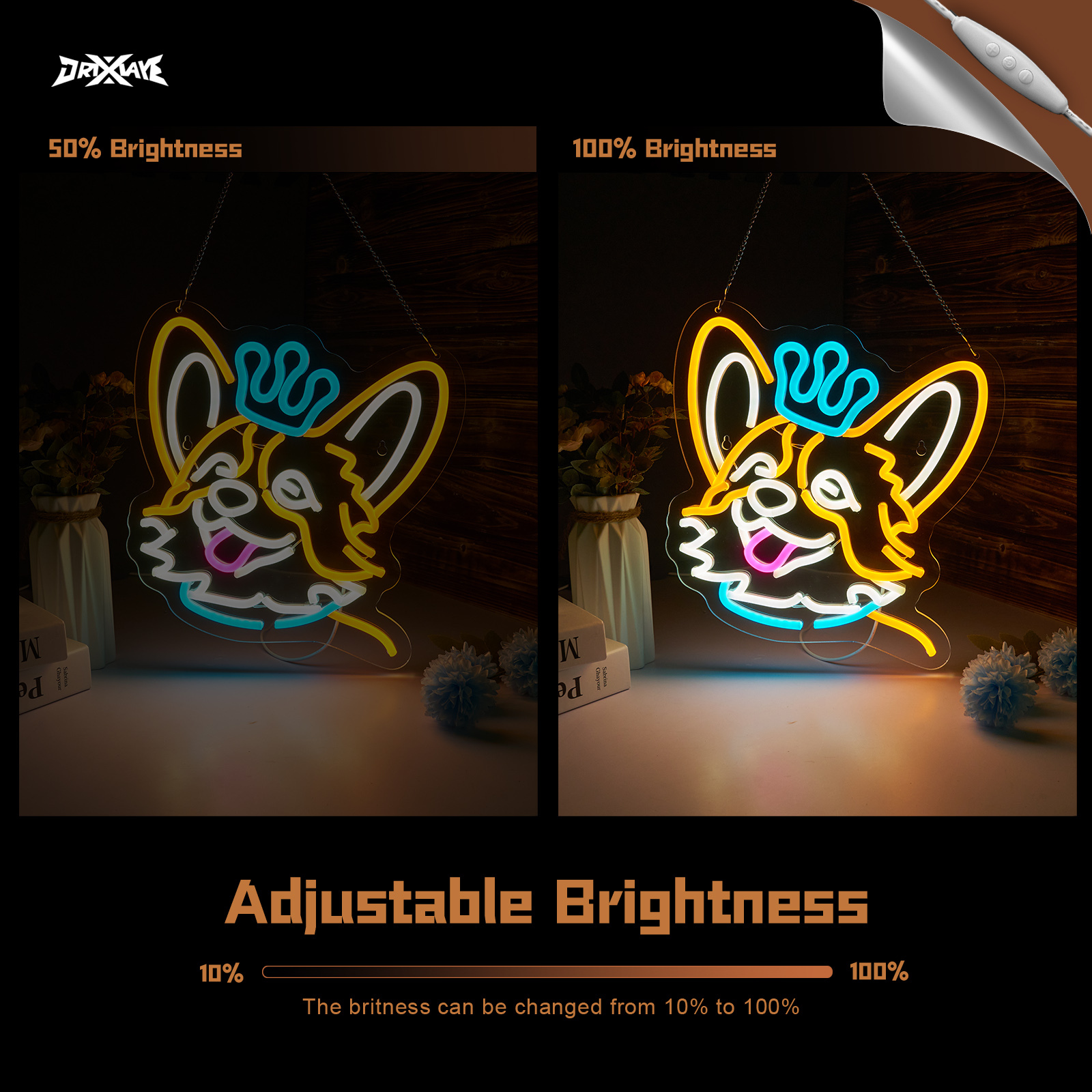 Corgi Neon Sign Dog Neon Sign for wall decor Teen Room Gifts for Birthday Kids Room Boys Room Playroom Decor(12.6 x12.2 in)