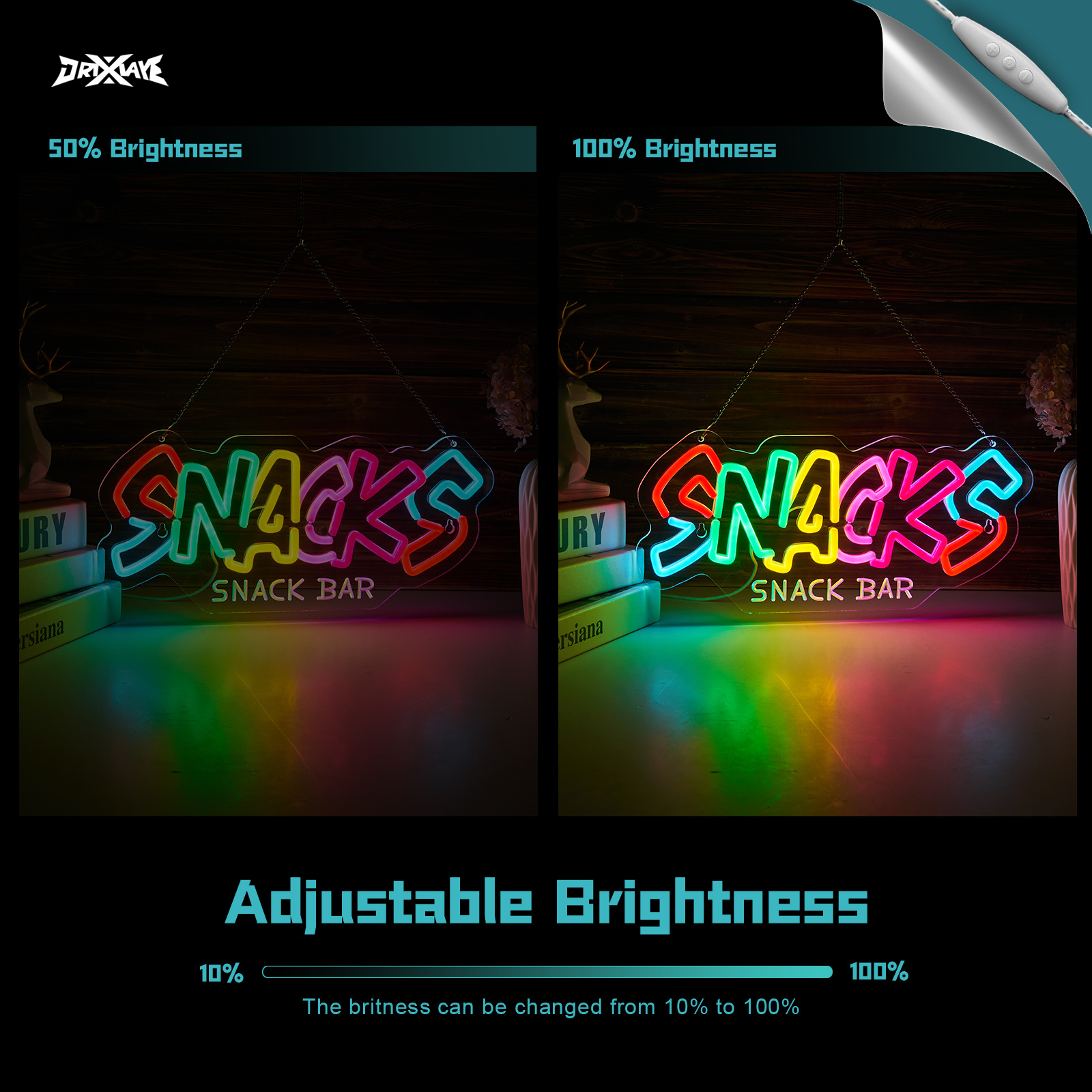 Snacks Neon Sign For Wall Decor Snack Shop Coffee Bar Candy Shop Art Decor (Blue + Red Snacks)