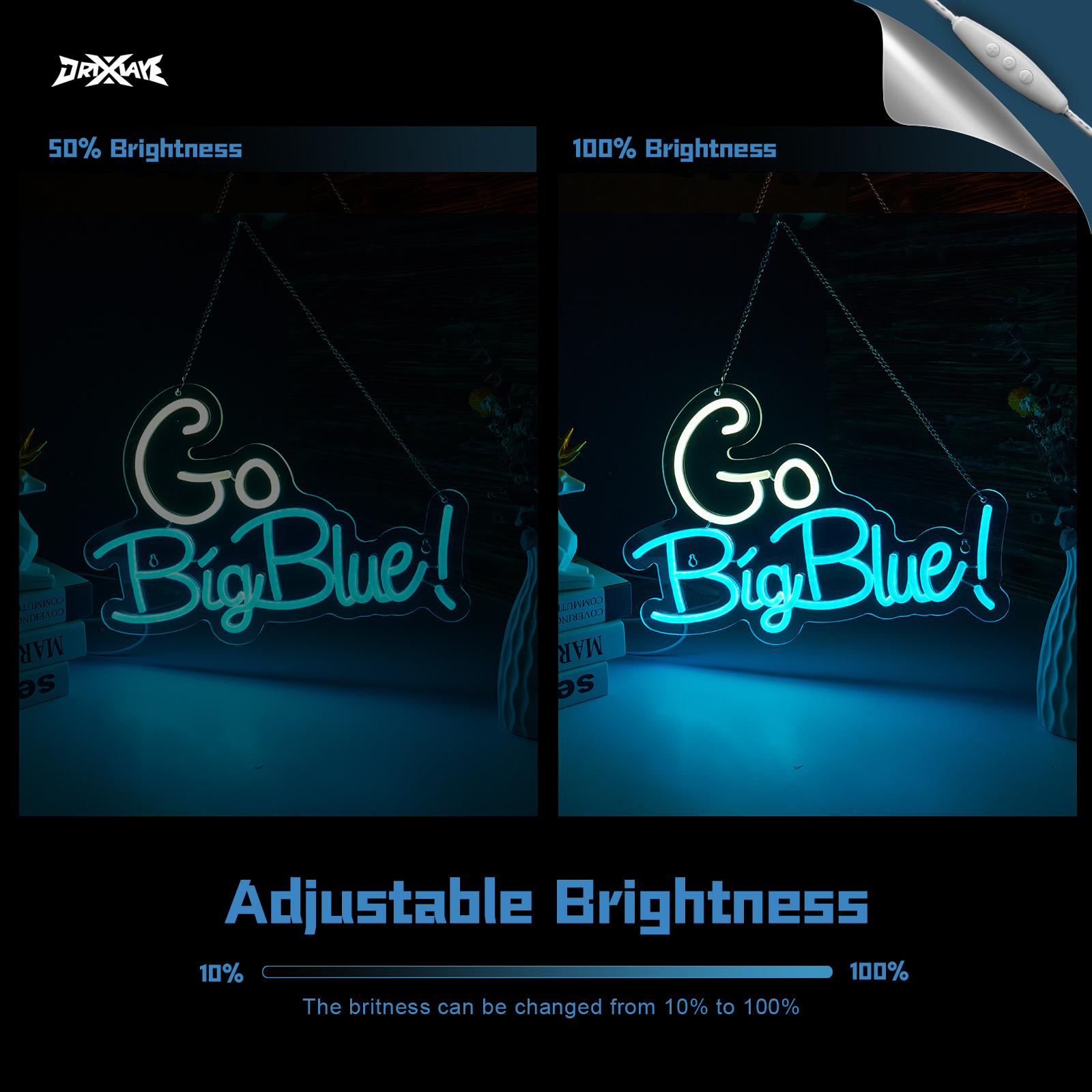 Go big blue neon sign University Slogan neon sign UK Neon Sign for wall decor Kids Room Decor Bar Game Room Man Cave Gift