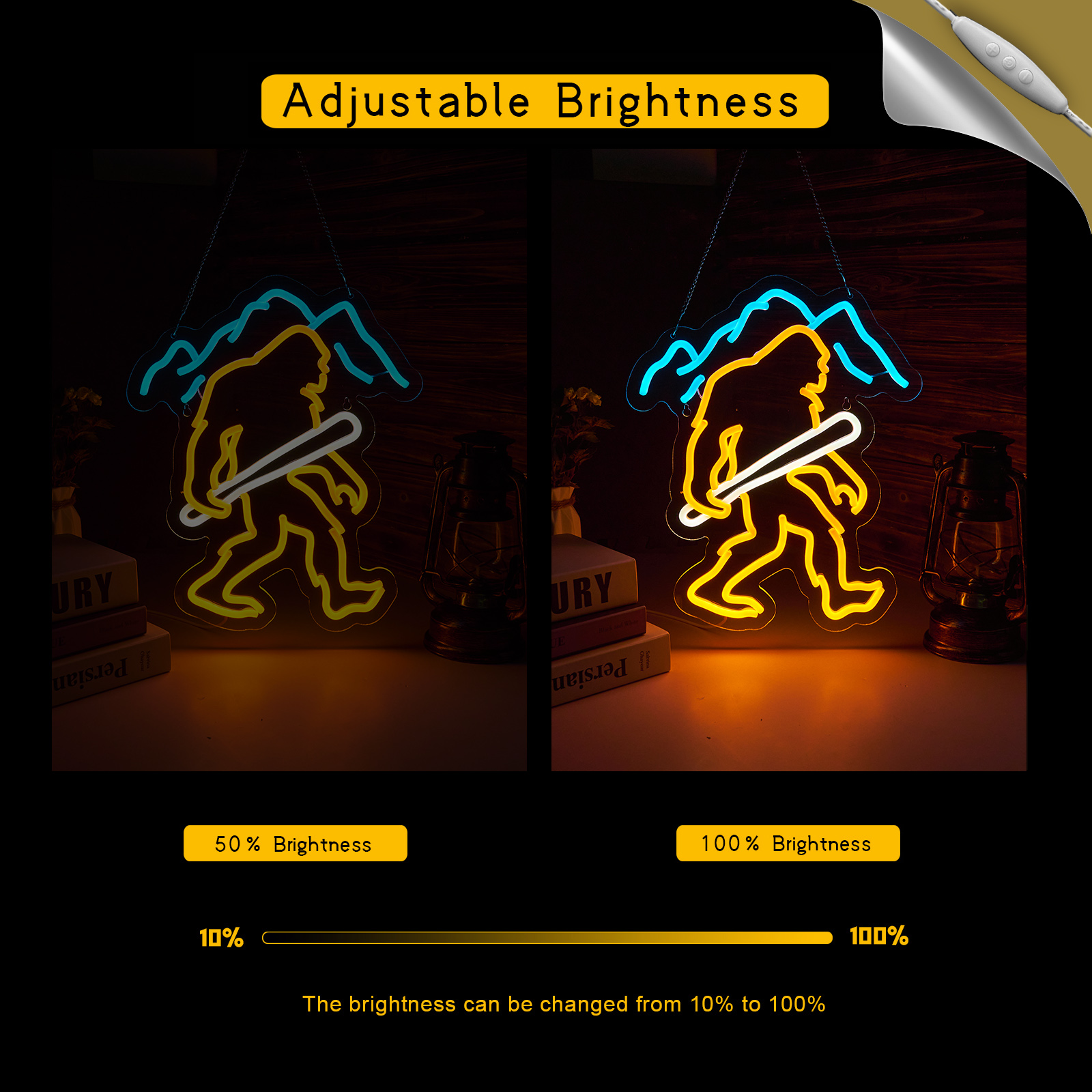 Bigfoot Neon Sign Sasquatch Neon Sign for wall decor Bedroom Game Room Wall Decor Gifts for Kids Children(15.6x12.6 Inch)