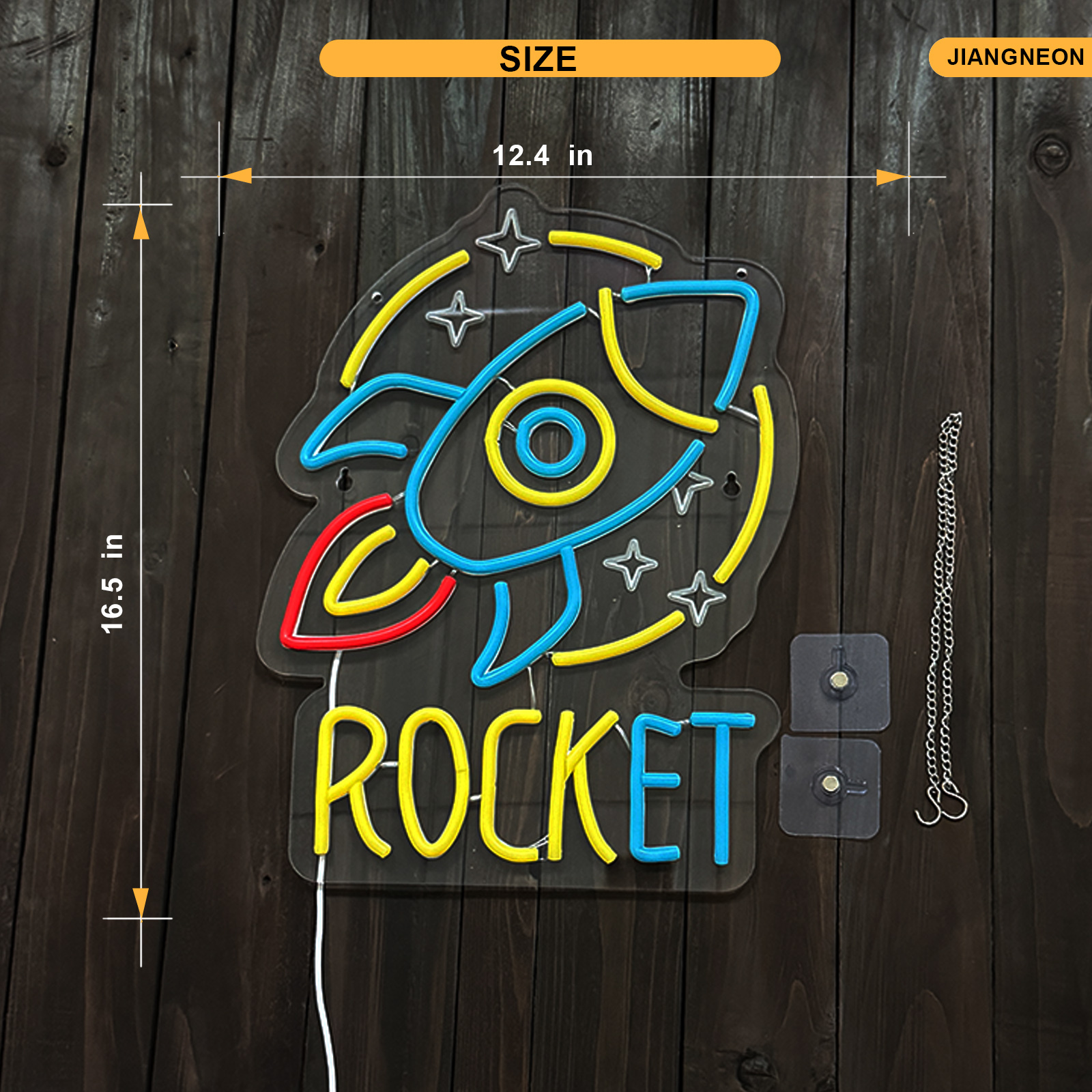 Rocket Neon Sign Universe Neon Sign for wall decor Smart plug timer compatible USB-Powered Suitable for Teen Room Gifts for Birthday Kids Room Art Decor (16.5x12.4 Inch)