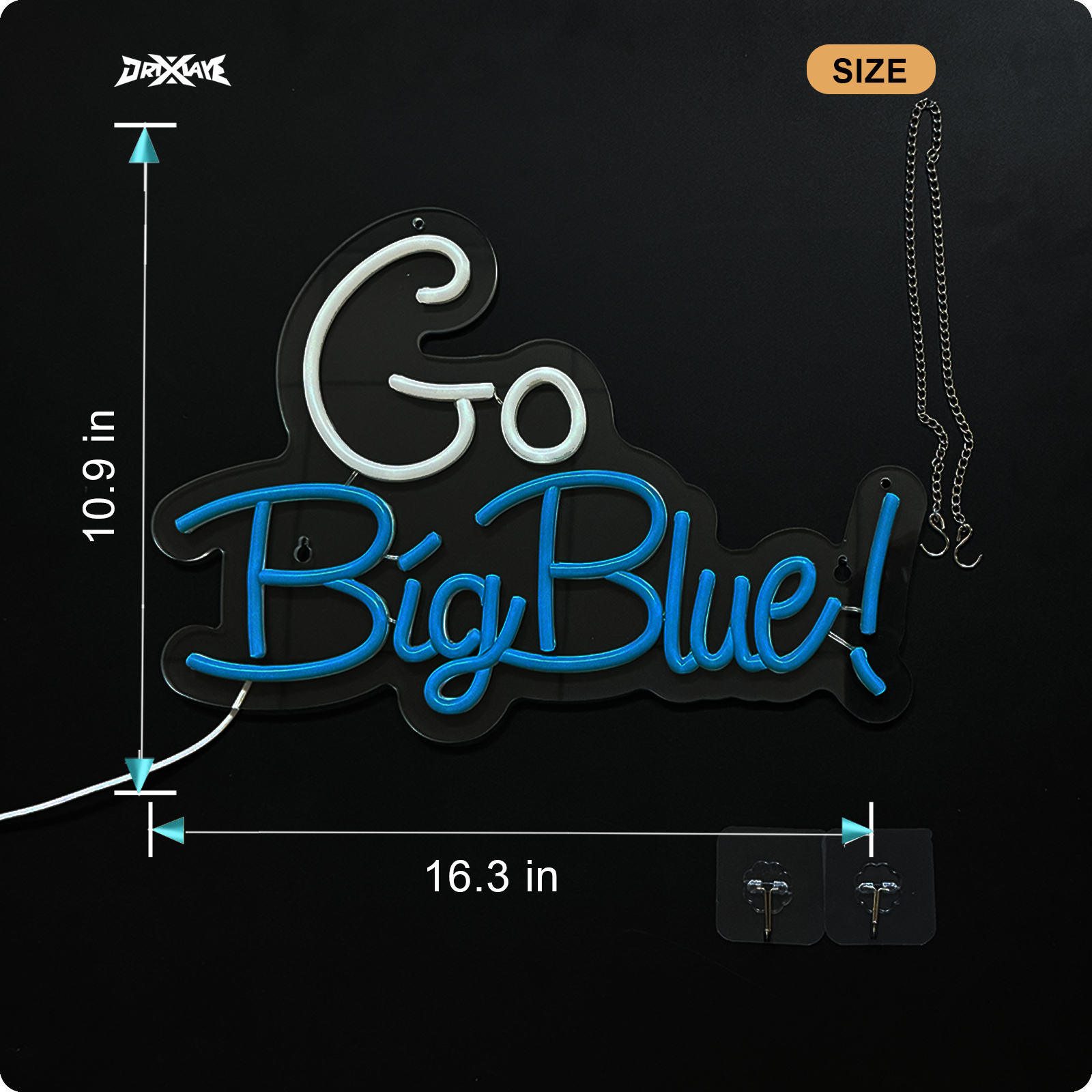 Go big blue neon sign University Slogan neon sign UK Neon Sign for wall decor Kids Room Decor Bar Game Room Man Cave Gift