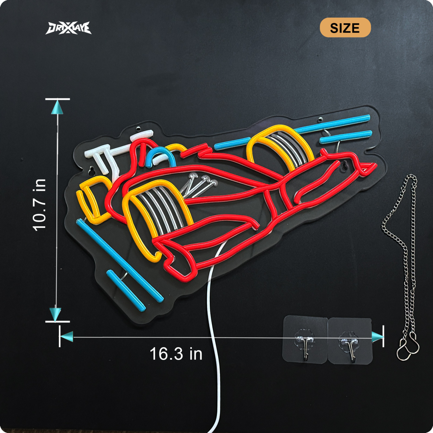 Race Car Neon Sign for wall decor Teen Room Gifts for Birthday Kids Boys Room Decor Playroom Decor(16.3 x10.7 in)