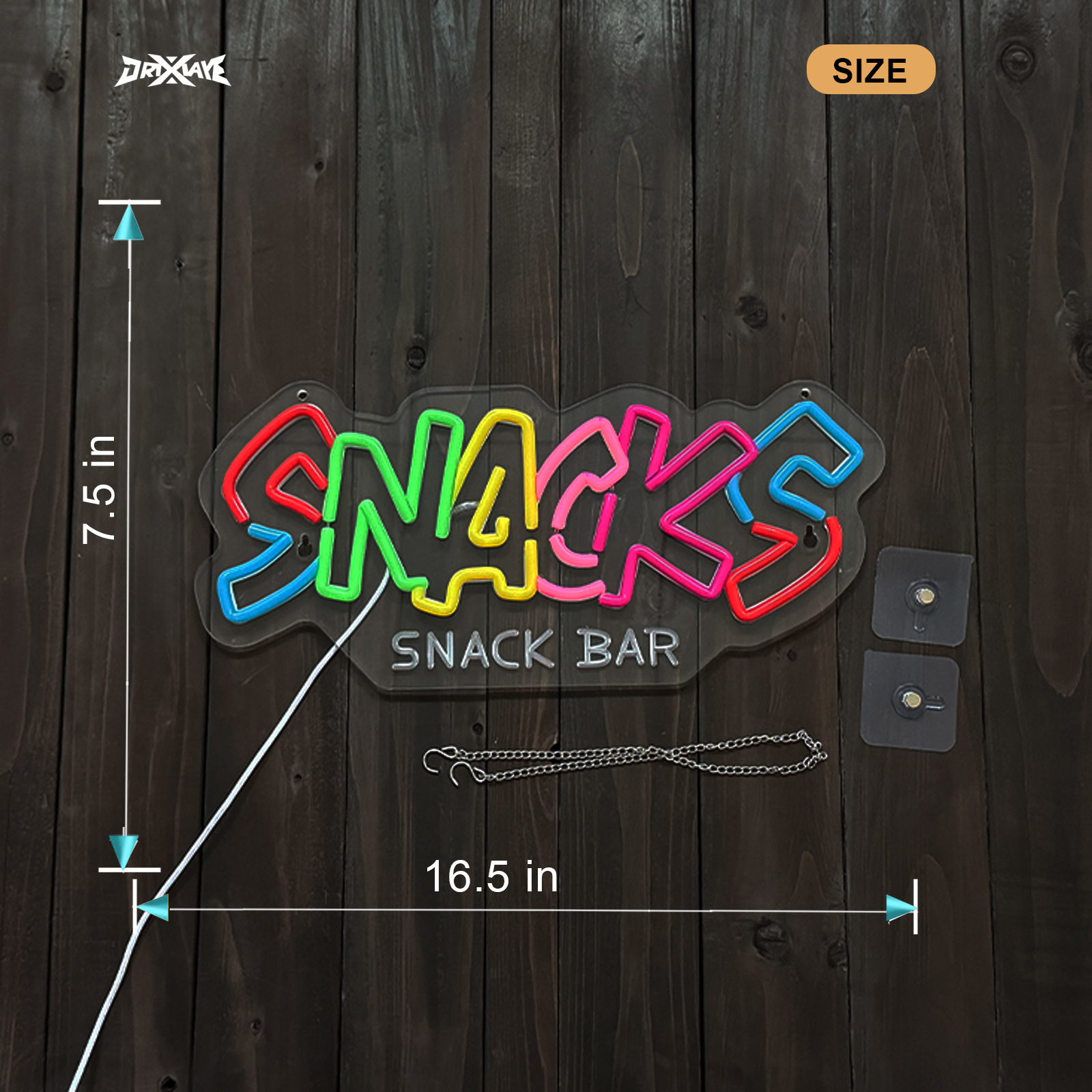 Snacks Neon Sign For Wall Decor Snack Shop Coffee Bar Candy Shop Art Decor (Blue + Red Snacks)