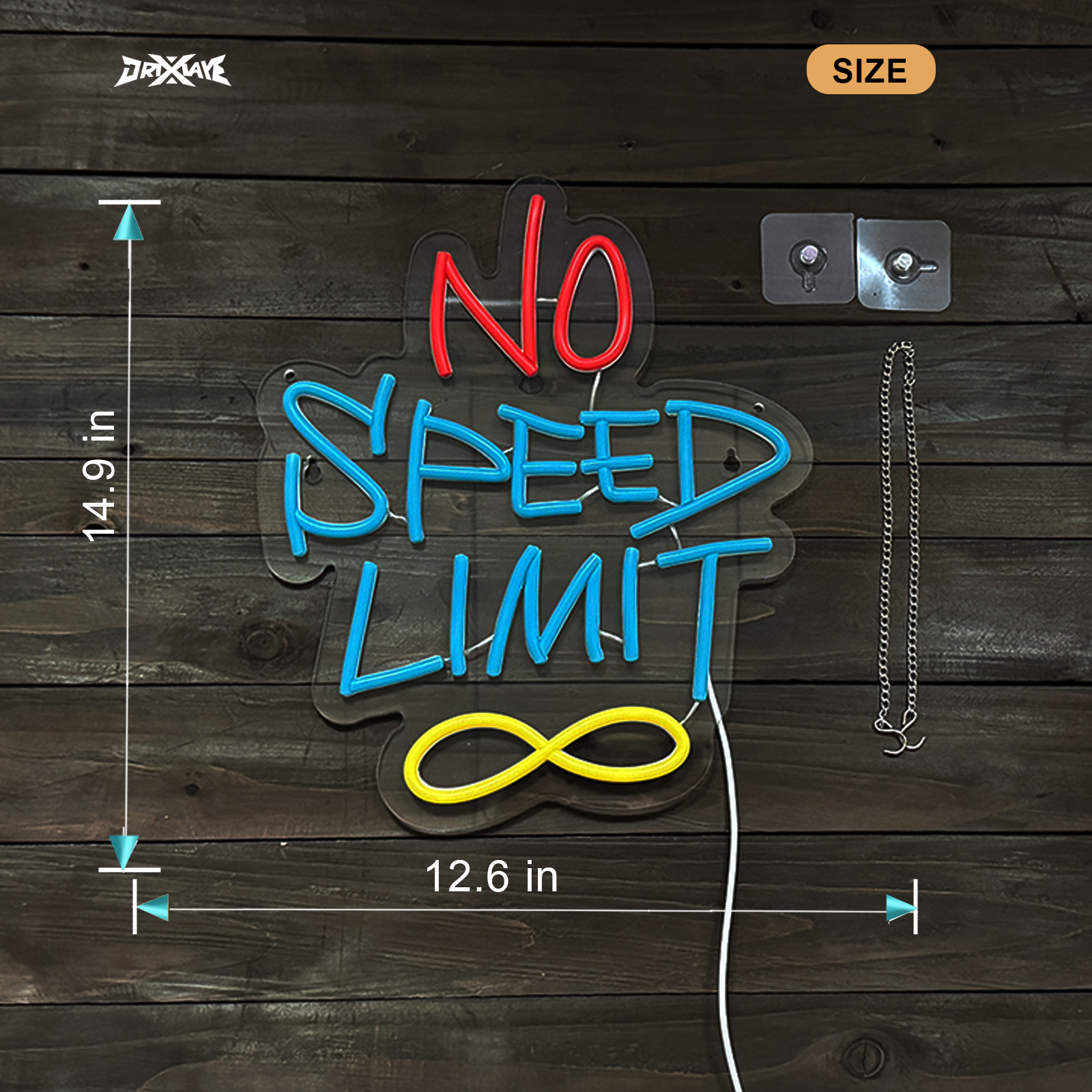 No Speed Limit Neon Sign No Speed Limit Signs for wall decor Smart plug timer compatible USB-Powered Suitable for Kids Room Man Cave (12.6x14.9 Inch)