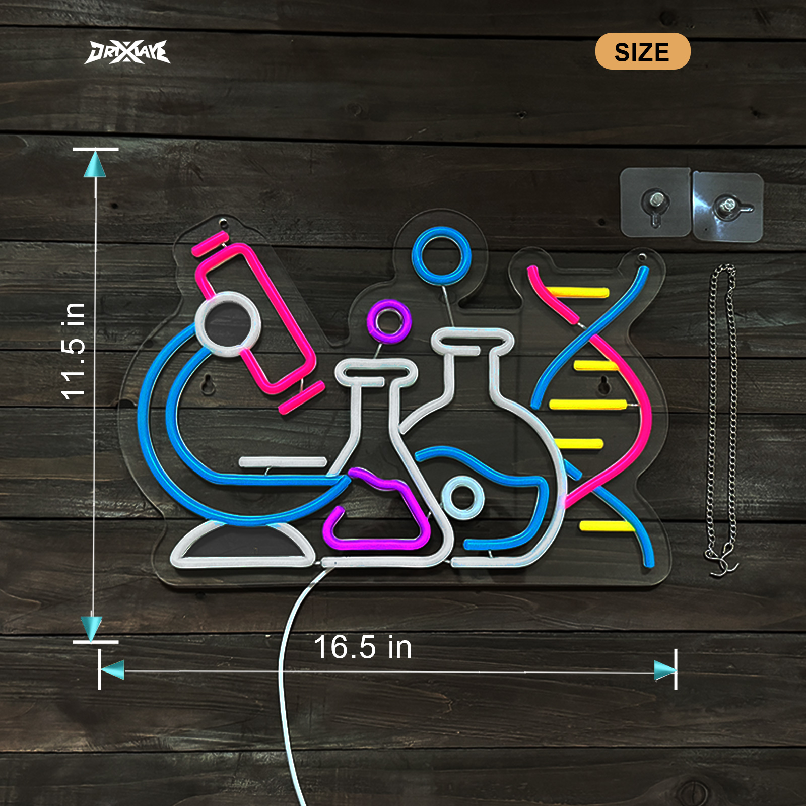 Science Neon Sign DNA Double Helix Neon Sign for wall decor Smart plug timer compatible USB-Powered Biology Science Gift Chemistry Light Up Sign for Laboratory Chemical (16.5x11.5 Inch)