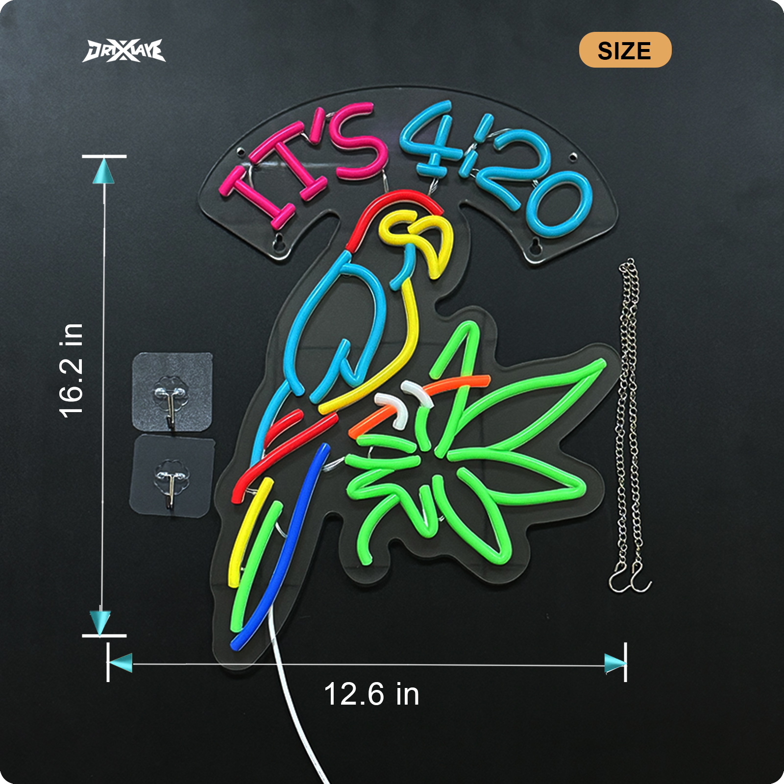 420 Neon Sign Green Leaf Neon Signs for Wall Decor 420 Decorations Led Signs with Dimmer for Pub Party Man Cave Room Art Decor Gift USB-Powered (16.2x12.6) Inch