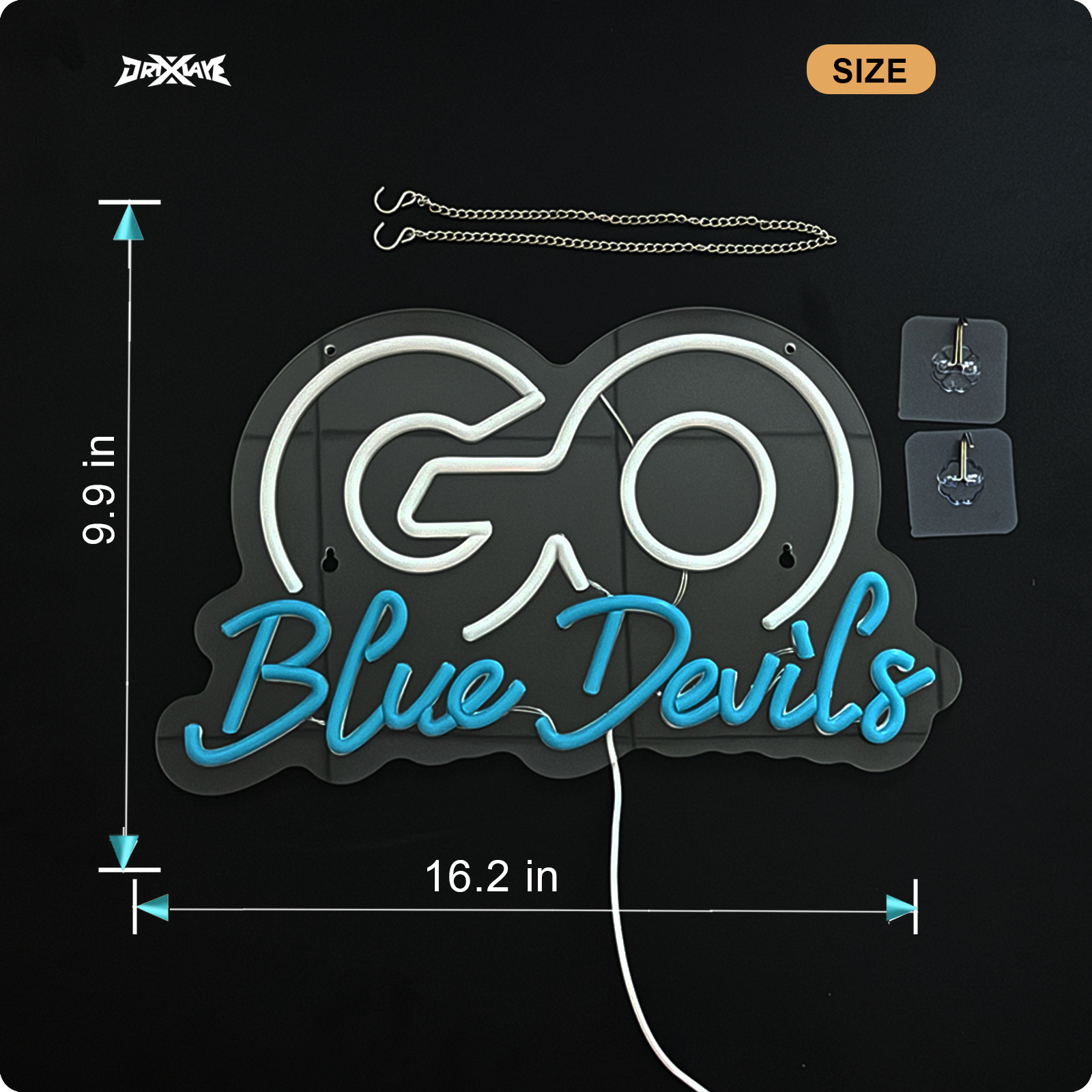 Go Blue Devils Neon Sign University Neon Signs University Basketball Team Slogan Neon Signs for wall decor USB-Powered College Students Sport Fans(16.2x9.9 Inch)