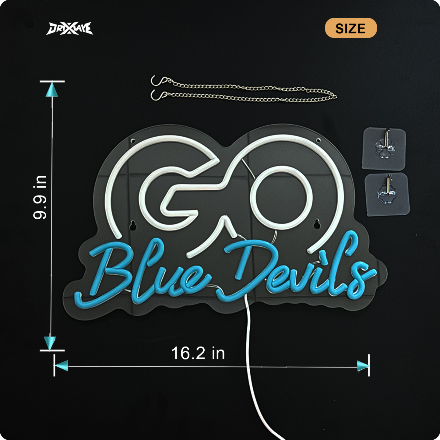 Go Blue Devils Neon Sign University Neon Signs University Basketball Team Slogan Neon Signs for wall decor USB-Powered College Students Sport Fans(16.2x9.9 Inch)