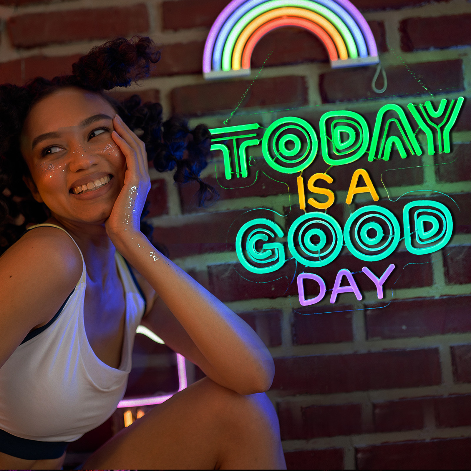 Today is a Good Day Neon Sign for wall decor Smart plug timer compatible USB-Powered Suitable for Teen Room Gifts for Birthday Kids Room Bar Cafe Restaurant Office Living Room(16.4x12.4 Inch)