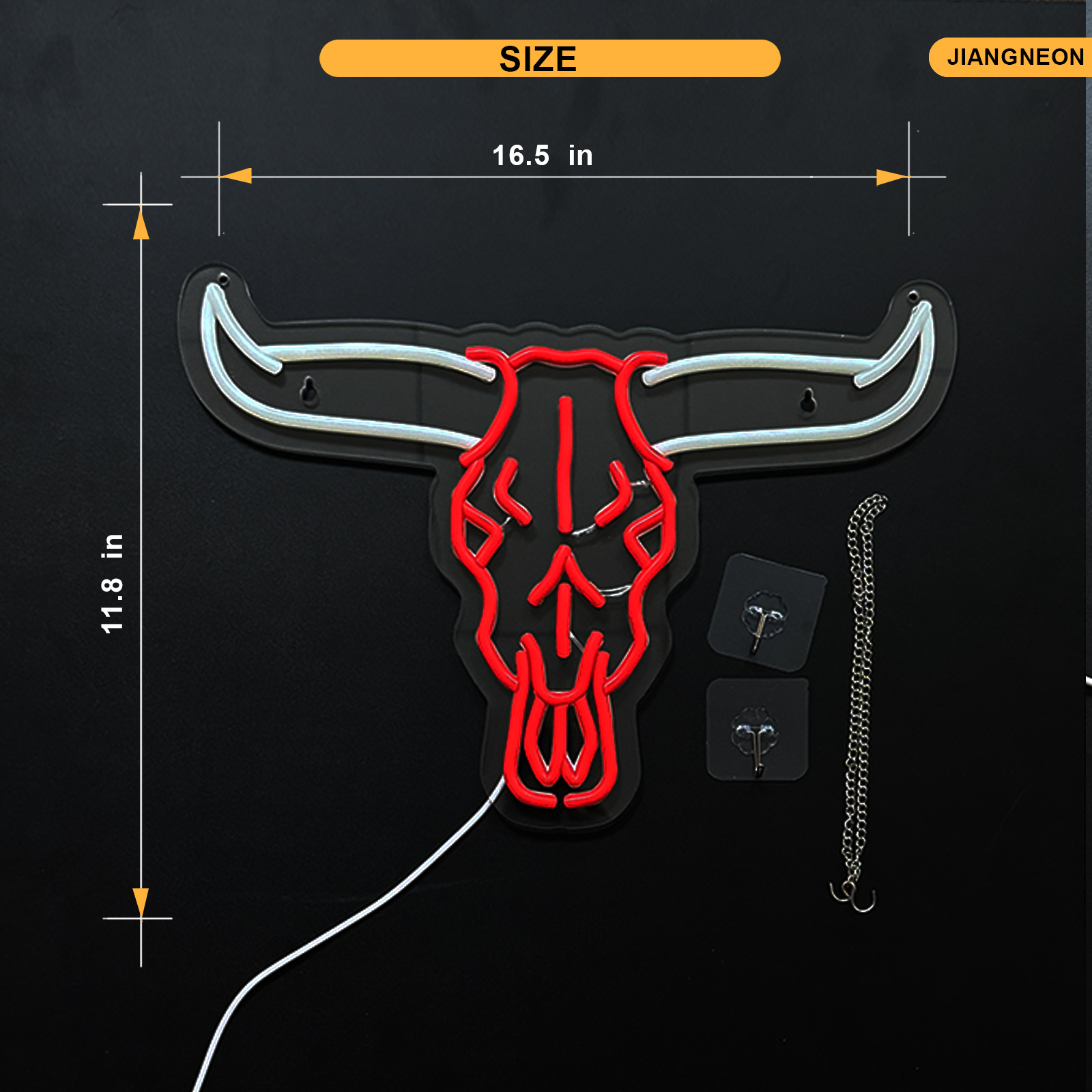 Longhorn Bull Skull Neon Sign Cowboy Western Rodeo Bull Skull Neon Sign for wall decor Beer Bar Club Man Cave(16.5x11.9 Inch)